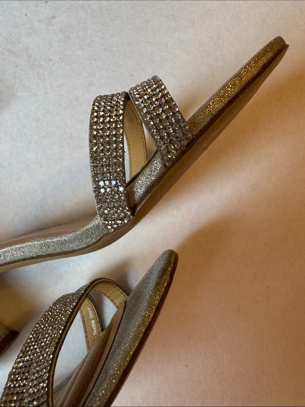 Badgley Mischka Bridal Heel Rhinestone Glitter Block Heel Sandals Wedding Size 8
